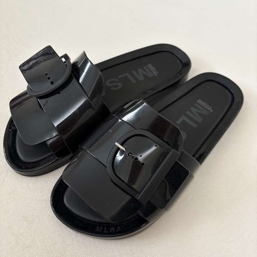 Melissa black jelly slide sandals sz 10